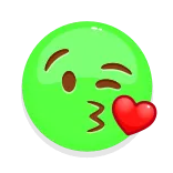 😘 Emoji, Kuss, Liebe, Herz, Zwinkern, Grün, Gesicht telegram sticker