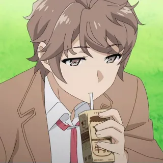 😆 Sakuta Azusagawa Rascal Does Not Dream of Bunny Girl Senpai Anime, Männlich, Trinken, Milch, Sakuta Azusagawa, Rascal Does Not Dream of Bunny Girl Senpai telegram sticker