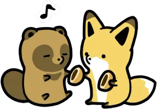 😊 たぬき, キツネ, 音符, アニメ, かわいい, ダンス telegram sticker