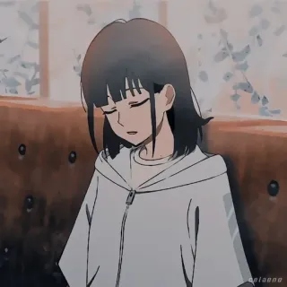 🌊 Anime, Triste, Garota, Ilustração, Desenho animado, Retrato telegram sticker