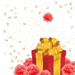 🎁 礼物, 礼品, 玫瑰, 庆祝, 节日, 闪耀, 金色, 红色 telegram sticker