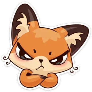 😠 lis, zły, kreskówka, zwierzę, naklejka, uroczy telegram sticker