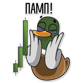 📈 ПАМП! kaczka, obraza, gest obraźliwy, rynek akcji, finanse, mem, wykres świecowy telegram sticker