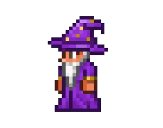 🌎 Wizard Terraria pixel art, mago, magia, morado, hechicero, Terraria telegram sticker
