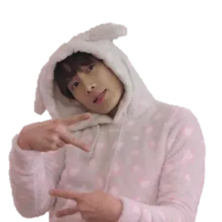 ✌ зайчик, корейский, мир, человек, милый telegram sticker