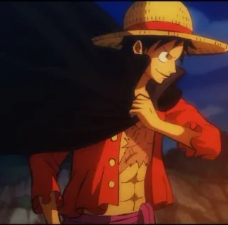 👒 Monkey D. Luffy One Piece Anime, One Piece, Monkey D. Luffy, Strohhut telegram sticker