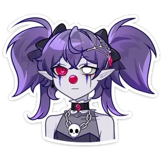 ⭐ 광대, 고딕, 애니메이션, 엘프, 보라색, 만화, 스티커, 소름 telegram sticker