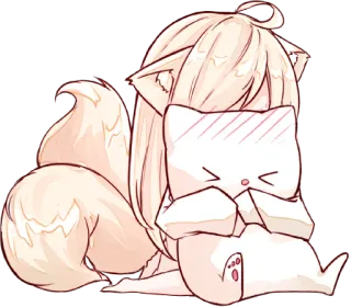 😳 สาวอนิเมะ, หูจิ้งจอก, แมว, น่ารัก, คาวาอิ, ดิจิทัลอาร์ต telegram sticker