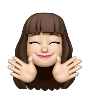 🤗 Biểu tượng cảm xúc, Phụ nữ, Phim hoạt hình, Cô gái, Tóc nâu, Hạnh phúc, Ôm telegram sticker