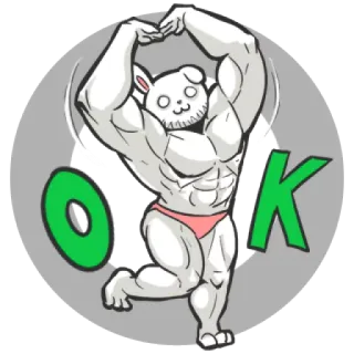 ⭕ OK Hase, Muskel, OK, Tier, Fitness whatsapp sticker