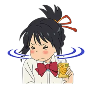 😣 Mitsuha Miyamizu Your Name anime, sticker, mitsuha, miyamizu, your name, annoyed telegram sticker