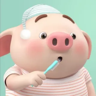 🐽 pig, cartoon, animal, toothbrush, sleepwear, cute, dental hygiene telegram sticker