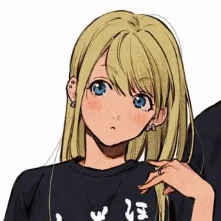 😼 にほ estilo anime, cabelo loiro, olhos azuis, brincos, garota anime telegram sticker