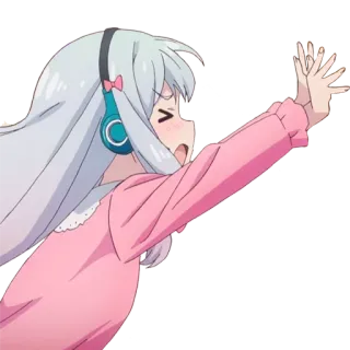 ✨ anime, girl, headphones, pink, cartoon, cute telegram sticker