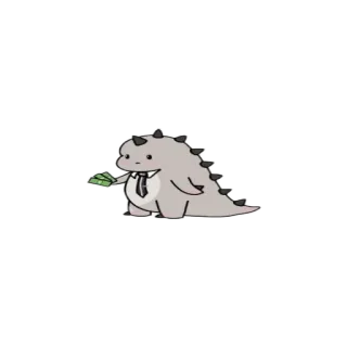 💶 恐龙, 钱, 卡通, 可爱, 商业, 爬行动物 whatsapp sticker