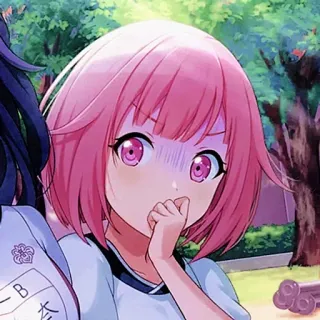 😶 太 anime, school uniform, pink hair, character, girl telegram sticker