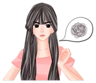 😠 Dibujos animados, Anime, Confundido/a, Molesto/a, Chica, Mujer, Pensando telegram sticker