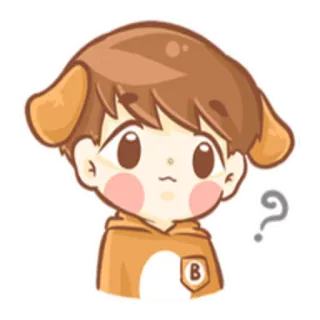 ❔ desenho animado, ponto de interrogação, confuso, orelhas de cachorro, fofo, adesivo telegram sticker
