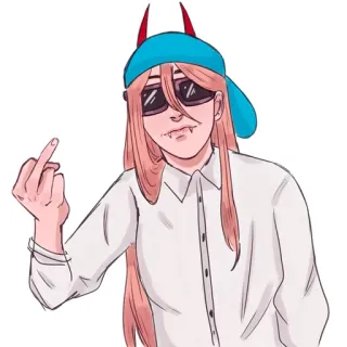 🖕 Power Chainsaw Man Аниме, Дьявол, Средний палец, Оскорбительный, Сила, Человек-бензопила telegram sticker