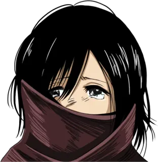 😢 Mikasa Ackerman Attack on Titan Anime, Pleurs, Triste, L'Attaque des Titans, Mikasa Ackerman telegram sticker