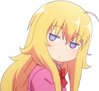 😒 anime, cartoon, girl, blonde hair, cute, funny whatsapp sticker