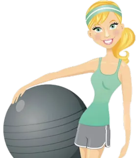👯‍♀ fitness, exercice, entraînement, femme, gym, ballon d'exercice, blonde telegram sticker