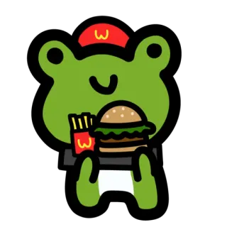 🍟 rã, hambúrguer, batatas fritas, comida, fast food, desenho animado telegram sticker