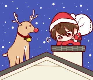 😇 noël, renne, père noël, animé, dessin animé, mignon whatsapp sticker