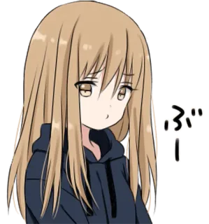 😓 ぶー 动漫, 女孩, 可爱, 日式, 卡通, 连帽衫 whatsapp sticker