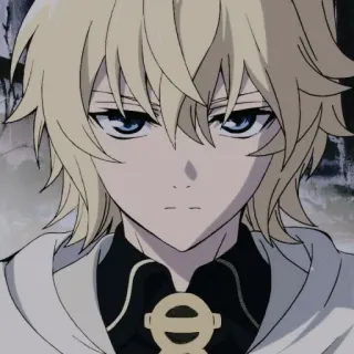 ⚓ Mikaela Hyakuya Owari no Seraph Anime, Manga, Wampir, Seraph of the End, Mikaela Hyakuya, blond, niebieskie oczy, Postać telegram sticker