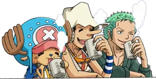 ☕ Chopper, Usopp, Zoro One Piece 动漫, 漫画, 海贼王, 乔巴, 乌索普, 索隆 telegram sticker