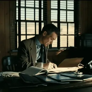 🎬 homme, bureau, bureau, fumer, écriture, costume, intérieur telegram sticker