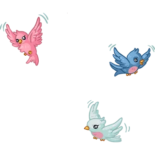 🐤 birds, pink, blue, flying, cute, animals telegram sticker