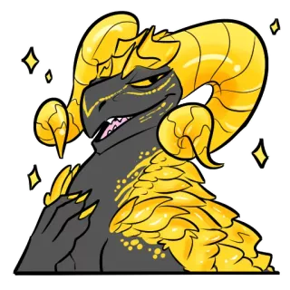 👩 dragon, fantasy, monster, golden, horns whatsapp sticker