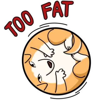 🍔 TOO FAT perro, corgi, gordo, lindo, gracioso, animal, dibujo animado whatsapp sticker