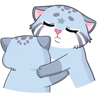 ❤️ gatti, abbraccio, carino, affetto, animali, cartone animato telegram sticker