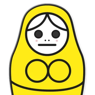 😐 Poupée russe, Matriochka, Poupée, Jaune, Simple, Dessin animé, Icône telegram sticker