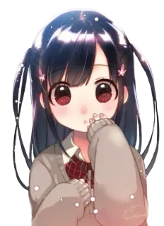 👀 ragazza anime, carina, uniforme scolastica, cartone animato, kawaii telegram sticker