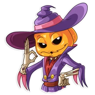 👌 かぼちゃ, ハロウィン, 骸骨, 魔女, 不気味, 漫画, ステッカー telegram sticker
