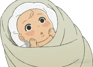 👶 bébé, animé, mignon, emmailloté, nourrisson telegram sticker