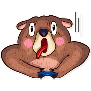 🎮 bear, gaming, controller, animal, cartoon, sticker whatsapp sticker