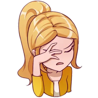 🤦‍♀ Kartun, Wanita, Pirang, Kesal, Facepalm whatsapp sticker
