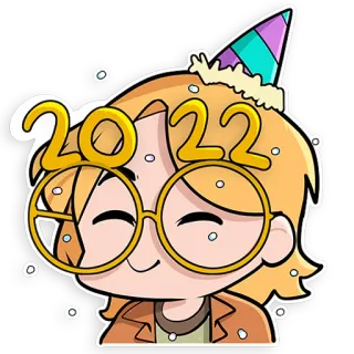 🪄 2022 año nuevo, 2022, celebración, gorro de fiesta, gafas telegram sticker