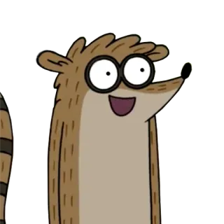 😃 Rigby Regular Show Cartone animato, Animale, Procione, Felice, Rigby telegram sticker