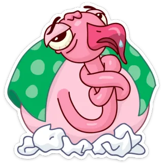 😑 Flamingo, krank, Cartoon, Tier, Vogel, traurig telegram sticker