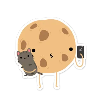 😗 cookie, chat, kawaii, selfie, mignon, dessin animé, autocollant telegram sticker