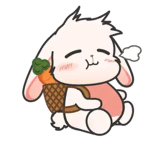 ⚪️ coniglio, coniglietto, carino, kawaii, cartone animato, animale, carota telegram sticker