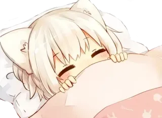😪 anime, chica gato, durmiendo, lindo, kawaii, manga whatsapp sticker