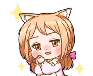 😌 Anime, Kawaii, Chibi, Orecchie da gatto, Carino, Brillantini whatsapp sticker