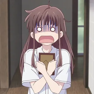 🎀 Tohru Honda Fruits Basket anime, girl, surprised, cartoon, expression, manga, Fruits Basket, Tohru Honda telegram sticker